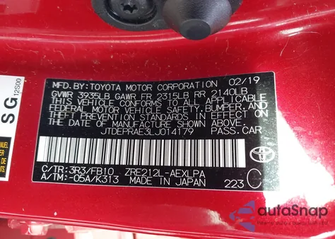 2020 Toyota Corolla Le from USA, damaged, VIN JTDEPRAE3LJ014179
